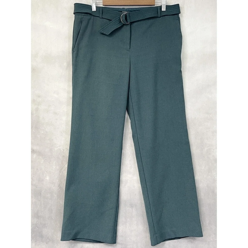 The Limited Womens Wide Leg Belted Trousers 12 Old Money Office Chic Minimal